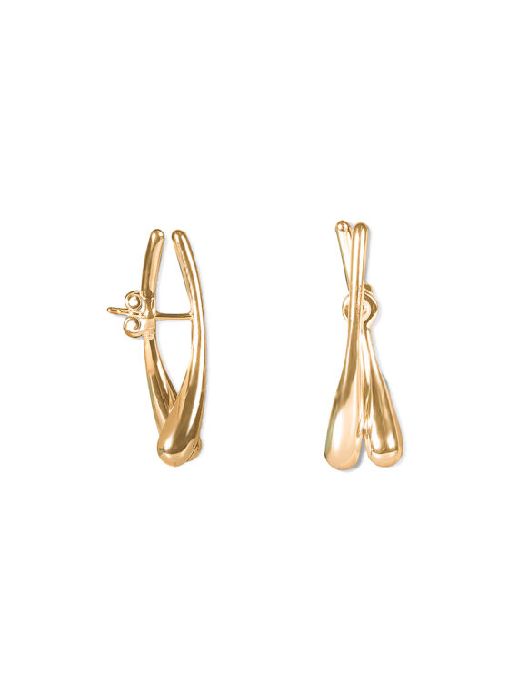 Boucles d'oreilles Symbiose - forme baguettes - plaque or
