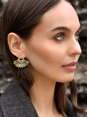Boucles d'oreilles éventail Jalisco vert femme