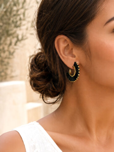 Boucles d'oreilles éventail JUAN noir femme