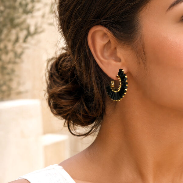 Boucles d'oreilles éventail JUAN noir femme