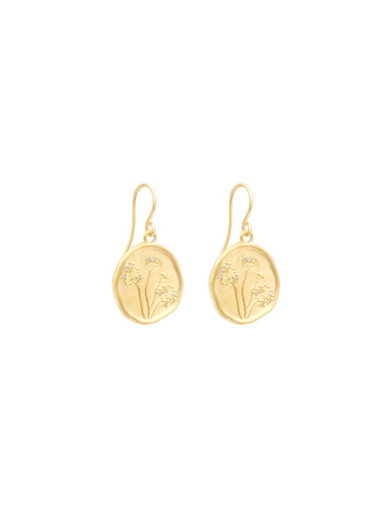 Boucles d'oreilles fleurs poppy - dorées à l'or fin