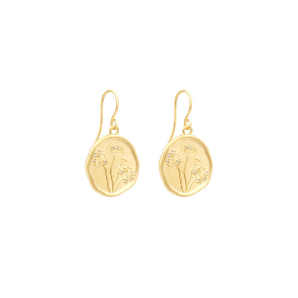 Boucles d'oreilles fleurs poppy - dorées à l'or fin