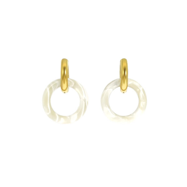 petites Créoles acier et résine, couleur blanc ivoire