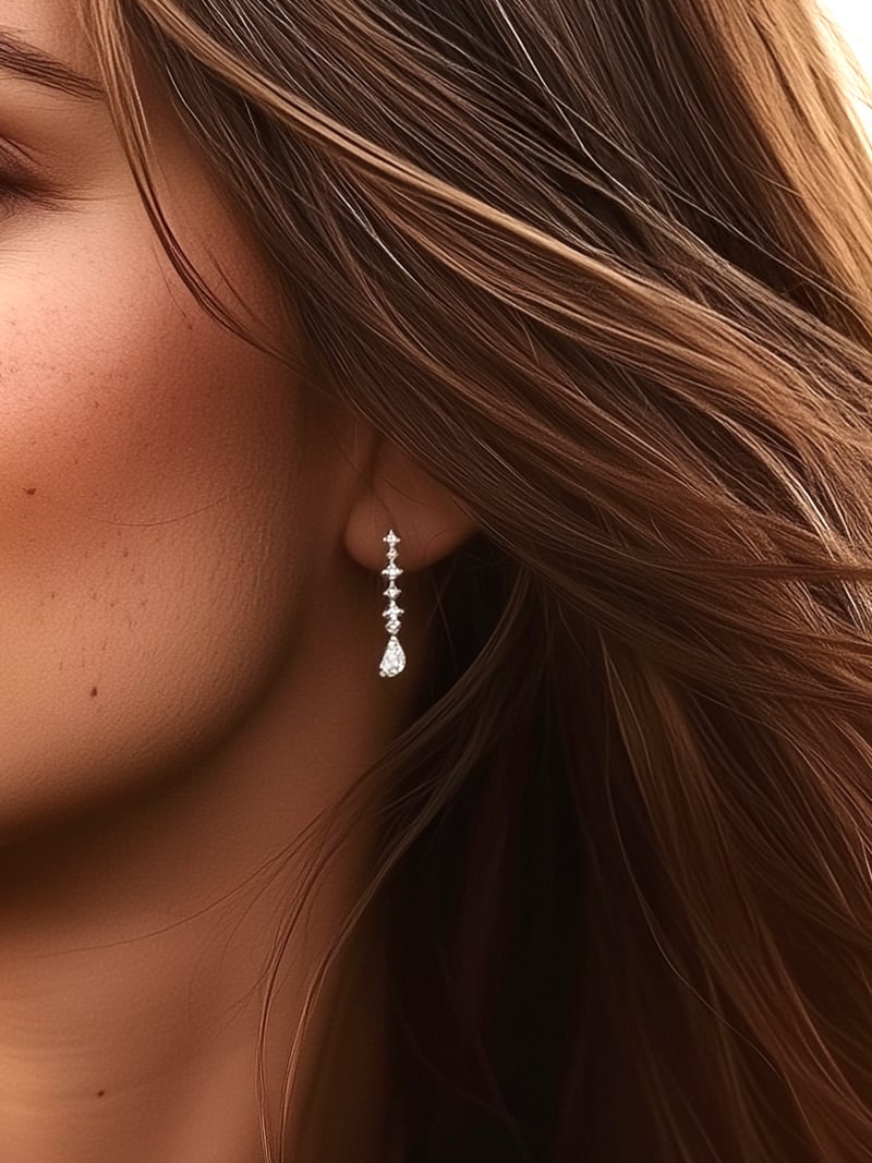 Boucles d'oreilles pendantes Gisèle argent 3 Boucles pendantes argent GISELE femme - zoom