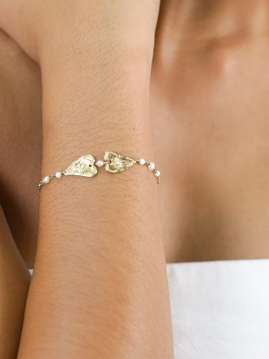 Bracelet double cœur nacre nora