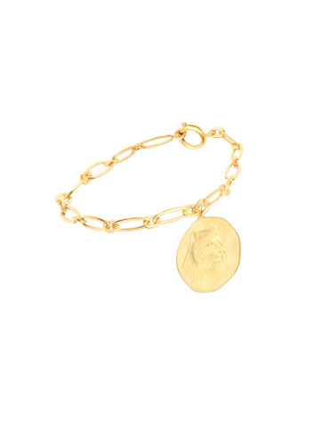 Bracelet médaille panthère - Bijou élégant doré à l'or fin