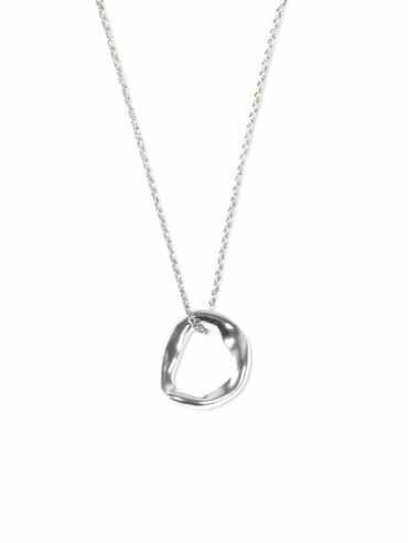 Collier Argent Ondes - pendentif ovale ondulé - courbes irrégulières