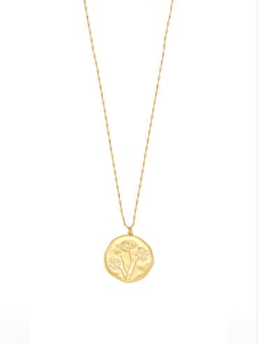 Collier long médaille fleurs Poppy
