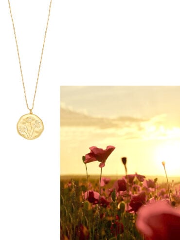Collier long médaille fleurs Poppy