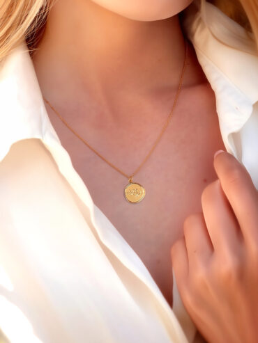 Collier médaille plaqué or anna - femme