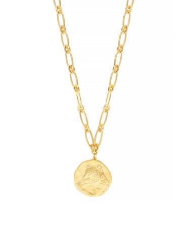 Collier médaille panthère. Bijou de créateur doré à l'or fin