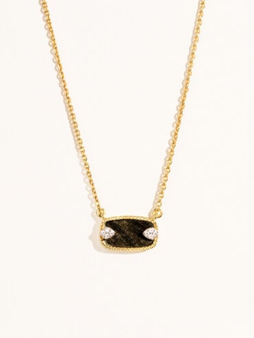 Collier Sangha Obsidienne dorée
