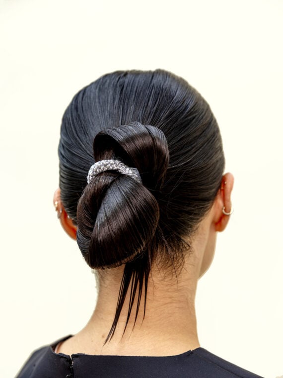 Elastique kknekki cheveux Argent métallique glitter - femme