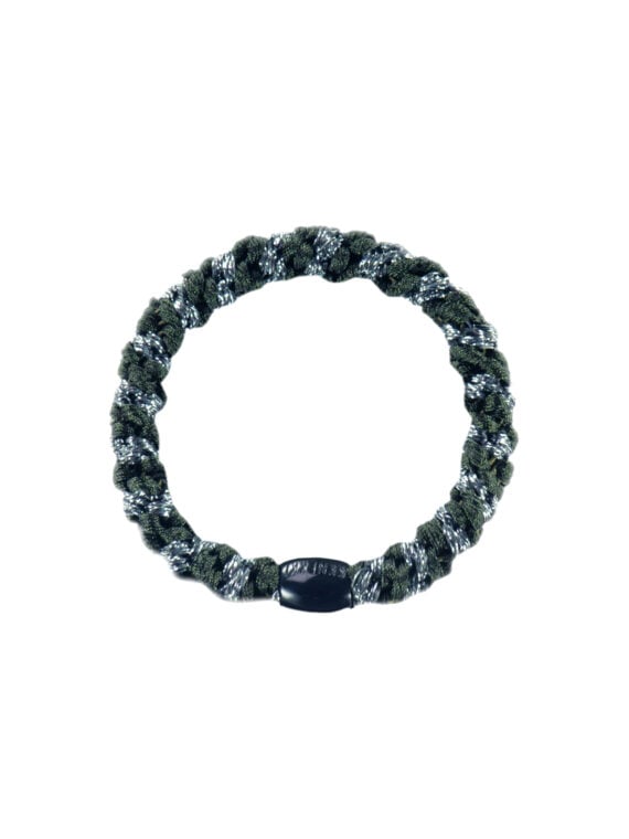 bracelet elastique vert bronze argent glitter