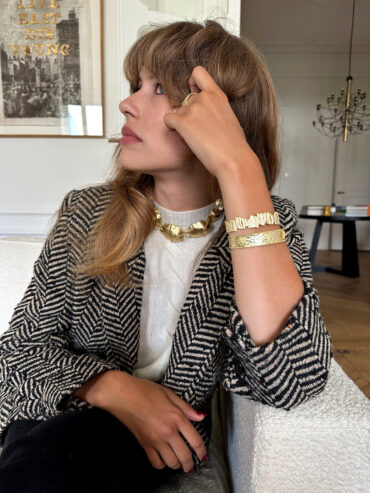 Jonc doré martelé et strass Séquoia