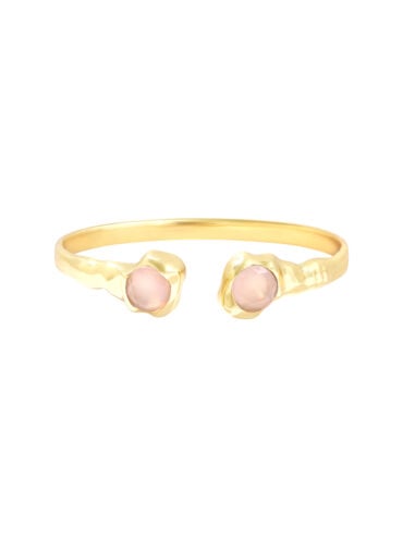 Jonc toi et moi quartz rose. - dorure à l'or fin