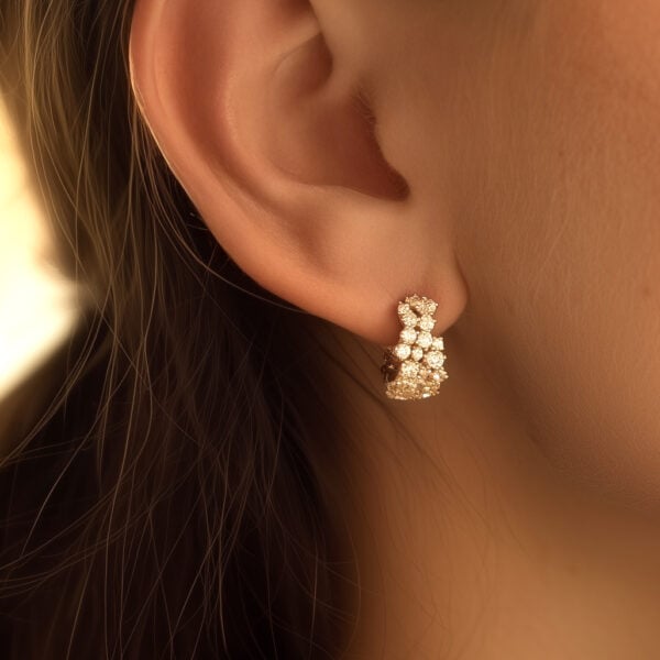 créoles fantaisie avec brillants pour femme - modèle courchevel, plaqué or - zoom