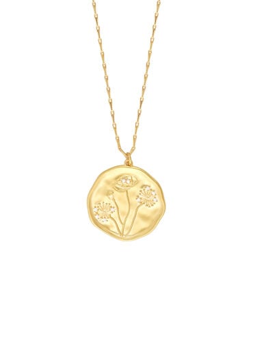 Collier long médaille fleurs poppy