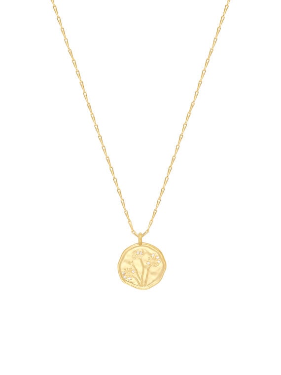 Collier médaille fleurs poppy
