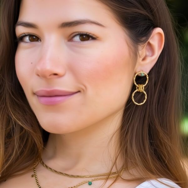 Creoles doubles angela amazonite femme