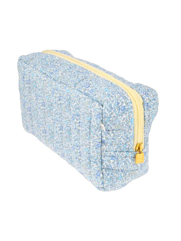 Grande trousse de toilette en coton liberty fleurs bleues ELLA