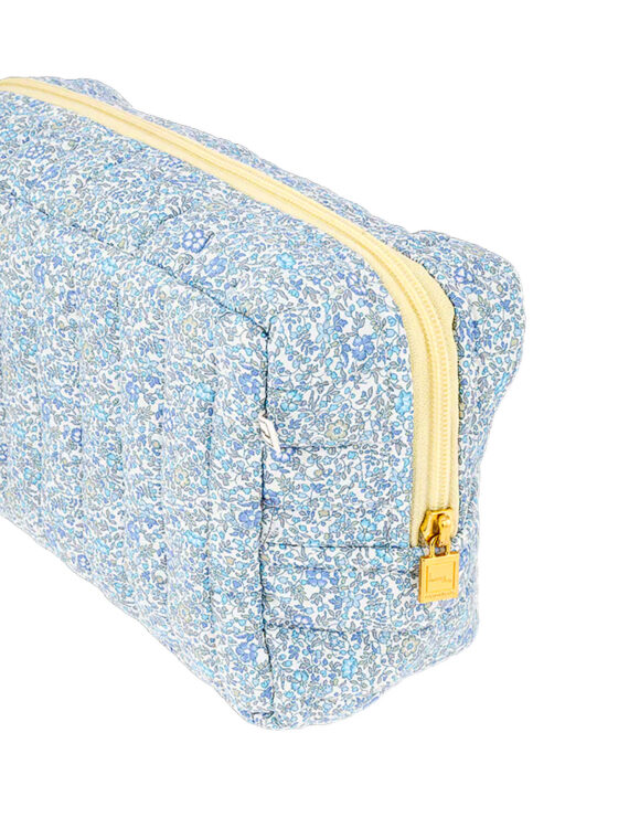 Grande trousse de toilette en coton liberty fleurs bleues ELLA