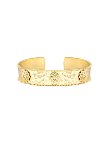 Jonc doré martelé et strass Séquoia