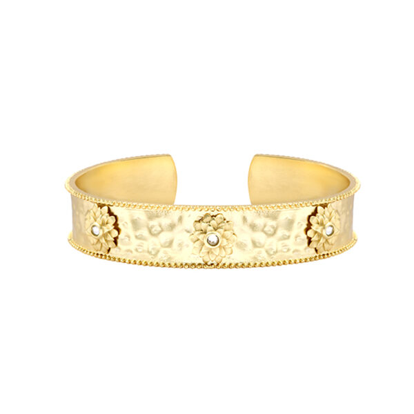 Jonc doré martelé et strass Séquoia