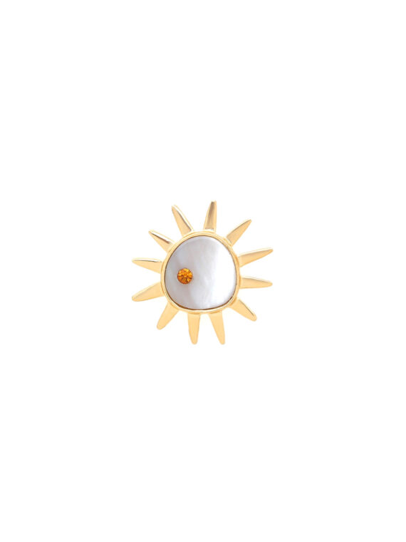 pin's soleil nacre blanche Nora - zoom