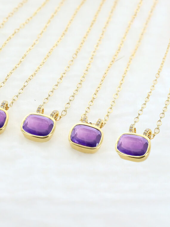 Collier pierre naturelle Lise - Améthyste violette - chaîne en plaqué or