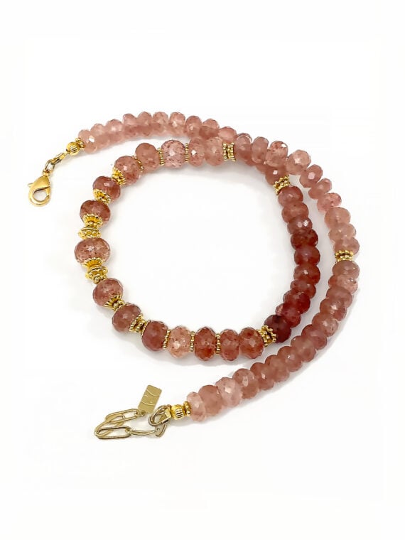 Collier en pierres naturelles strawberry quartz Alba