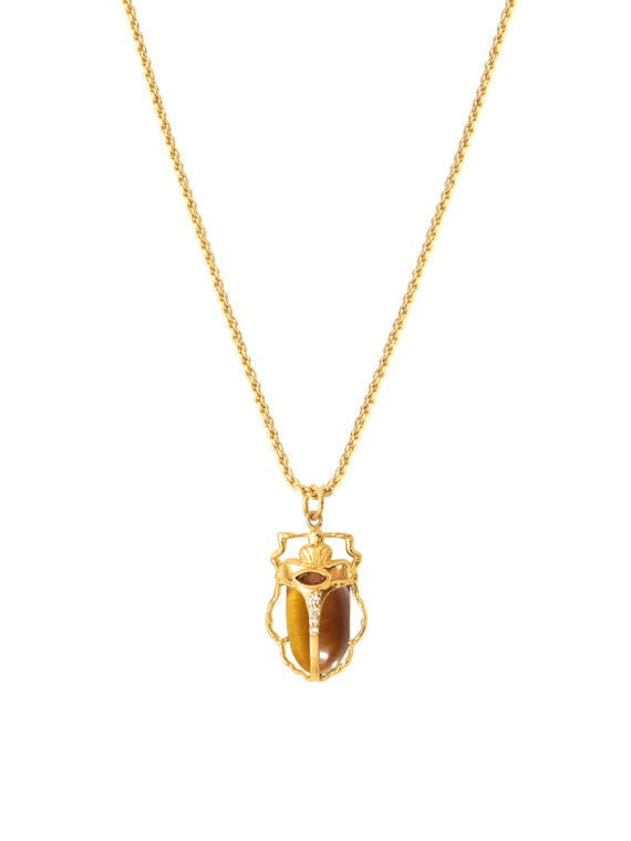 Collier scarabée œil de tigre