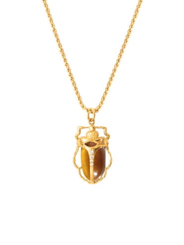 Collier scarabée œil de tigre zoom