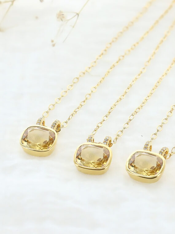 Collier pierre naturelle Lise - citrine jaune - chaîne en plaqué or