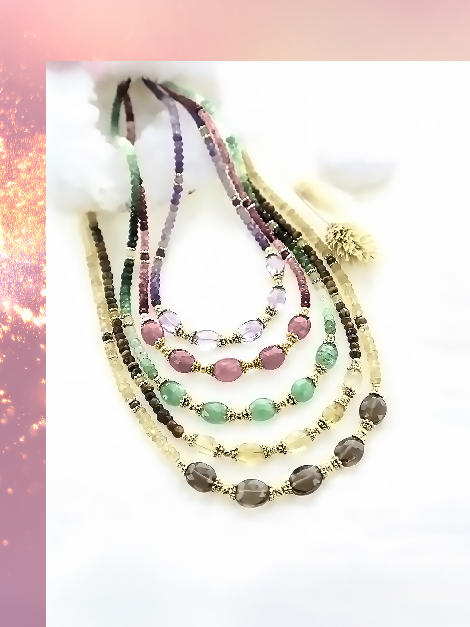 Collier en pierres naturelles Eugénie 2 Collier en pierres naturelles Eugénie colors