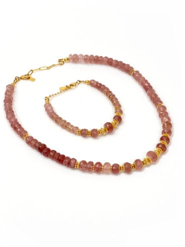 Collier en pierres naturelles strawberry quartz Alba