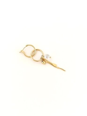 mono Boucle d'oreille dream pampille dorée et perle translucide