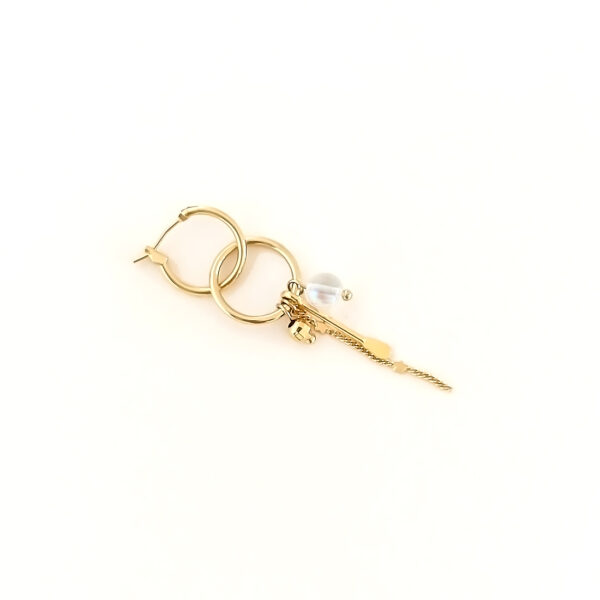 mono Boucle d'oreille dream pampille dorée et perle translucide