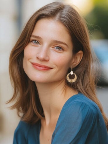 grandes boucles dorées dentelle nacre femme