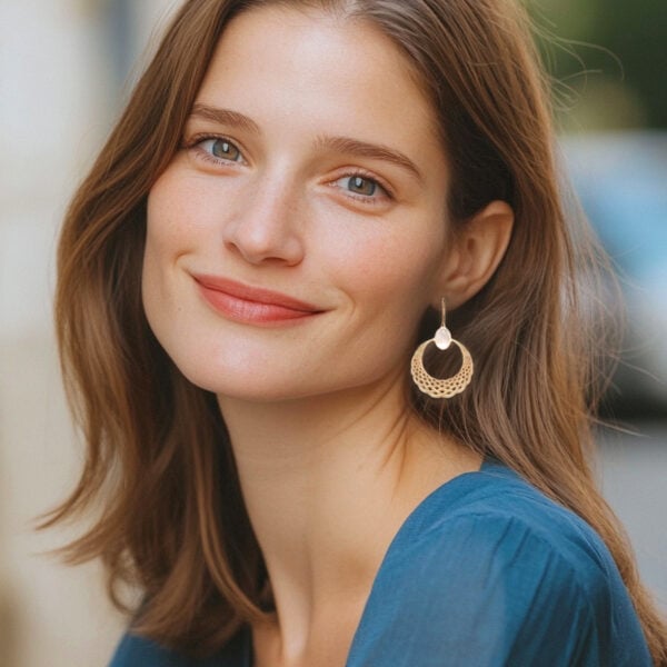 grandes boucles dorées dentelle nacre femme