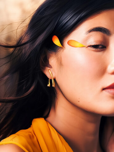 Boucles d'oreilles symbiose dorées femme