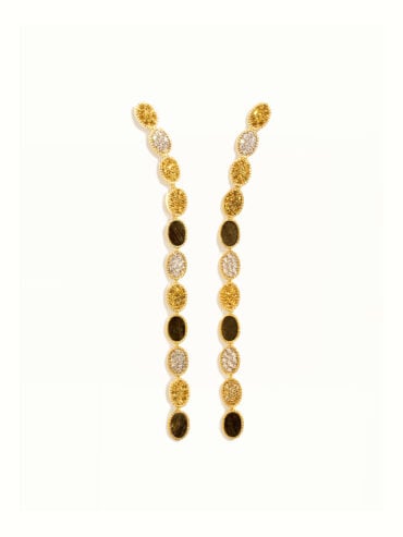 Boucles d'oreilles longues pierres naturelles sinai obsidienne dorée