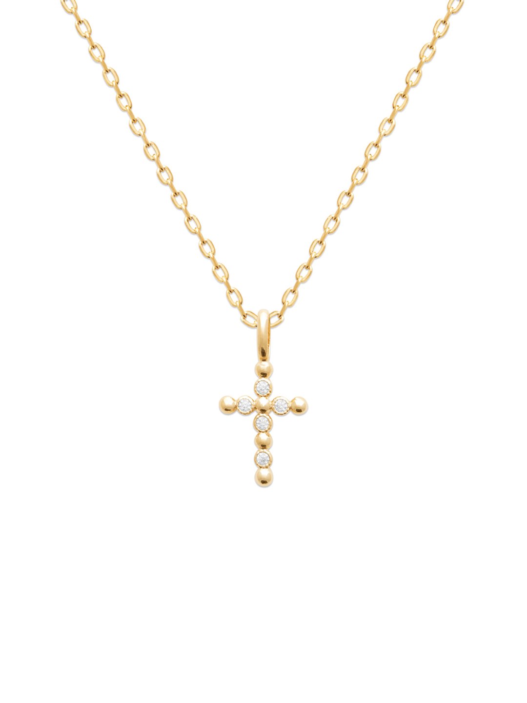 Collier croix plaqué or Allegra 2 Collier croix plaque or - modèle Allegra - Croix billes et brillants