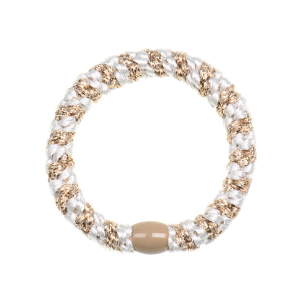 Chouchou Kknekki : élastique pour cheveux Blanc nuage Beige Glitter