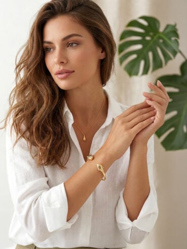 Jonc panthère plaqué or Luna