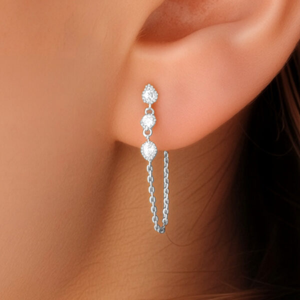 Mono Boucle d'oreille chaînette argent Firmament femme - zoom