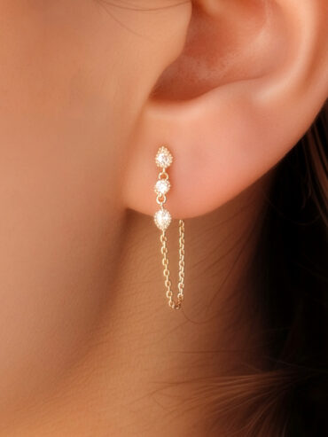 Mono Boucle d'oreille chaînette plaqué or Firmament