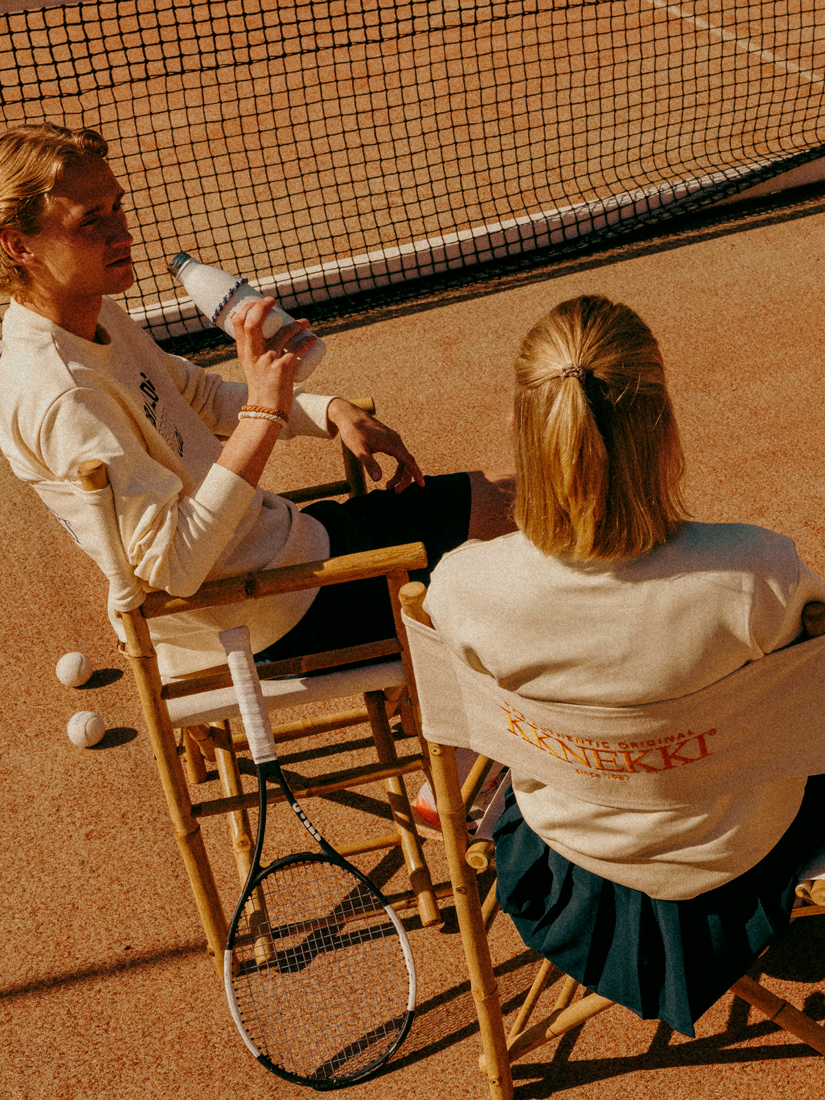 Elastique bracelet Kknekki Mix Bleu indigo ivoire 2 Elastique à cheveux Kknekki couleur bleu indigo ivoire - Bracelet kknekki - ambiance sport tennis