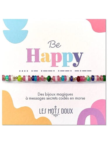 Bracelet gemmes be happy - bijou code morse à message secret. Bijou d'amour