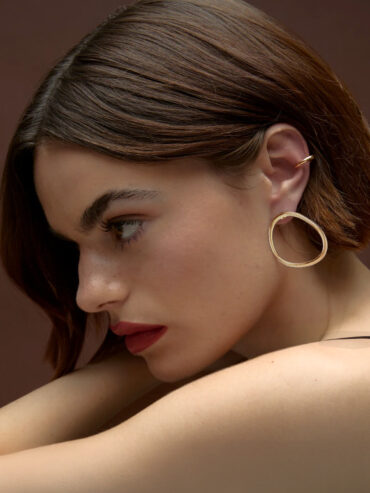 Créoles courbes lyre plaque or femme